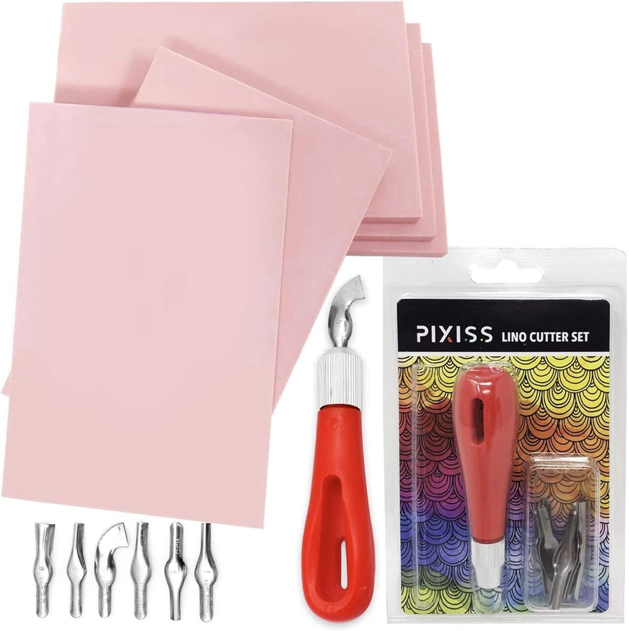 5-Pack Stamp Pads (6x4) with Carving Tools for Block Printing & Printmaking